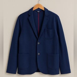 Benson NYC Men’s Knit Blazer Jacket Navy Blue Cotton Blend XL